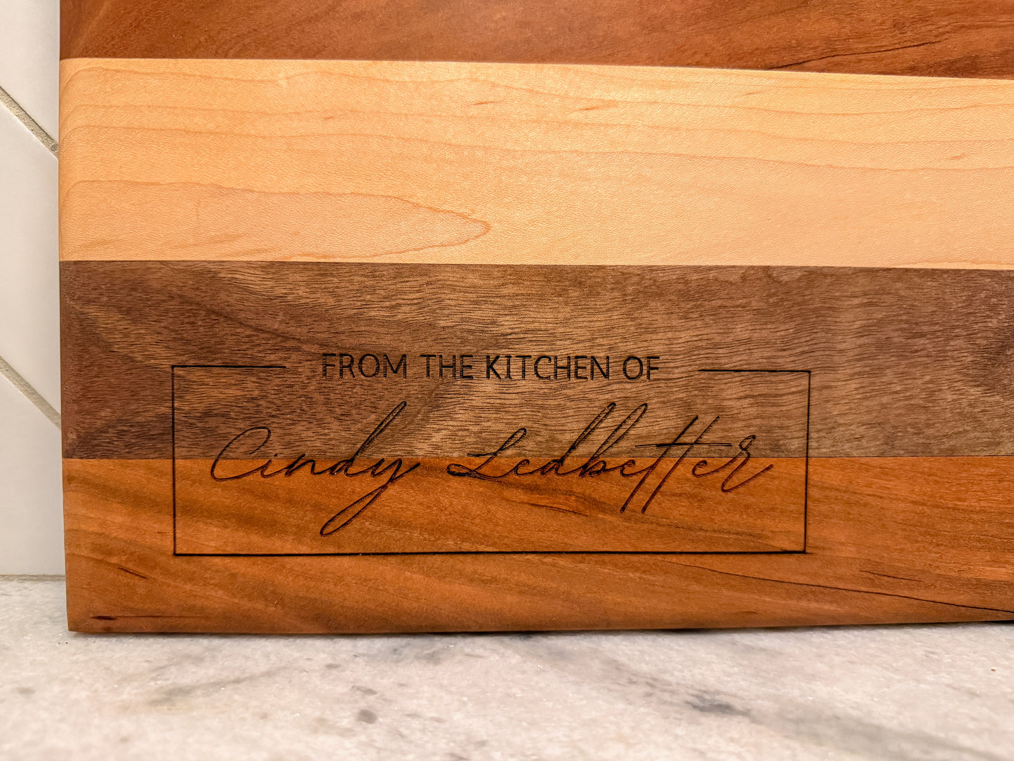 Rectangular Striped Wood Cutting Board