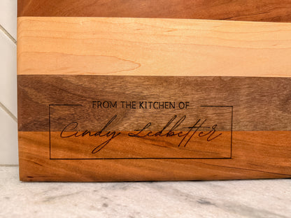 Rectangular Striped Wood Cutting Board