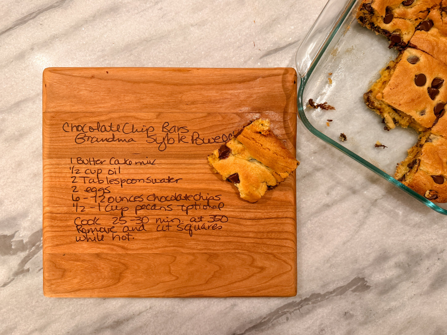 Laser Engraved Recipe Card Wood Cutting Board