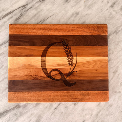 Rectangular Striped Wood Cutting Board