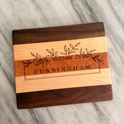 Rectangular Striped Wood Cutting Board