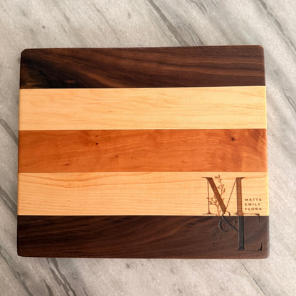 Rectangular Striped Wood Cutting Board