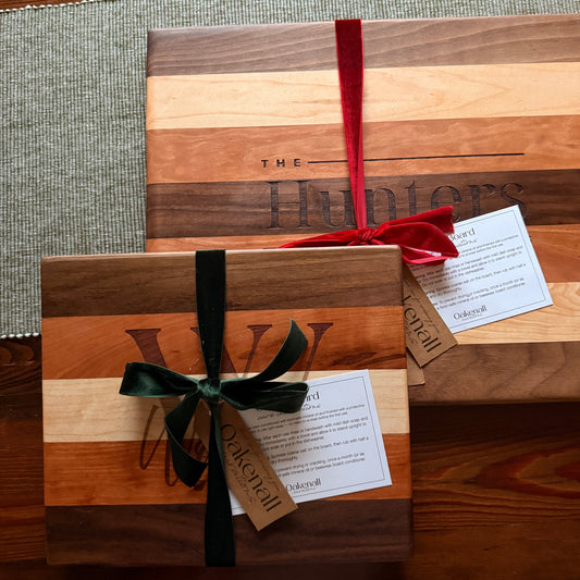 Rectangular Striped Wood Cutting Board