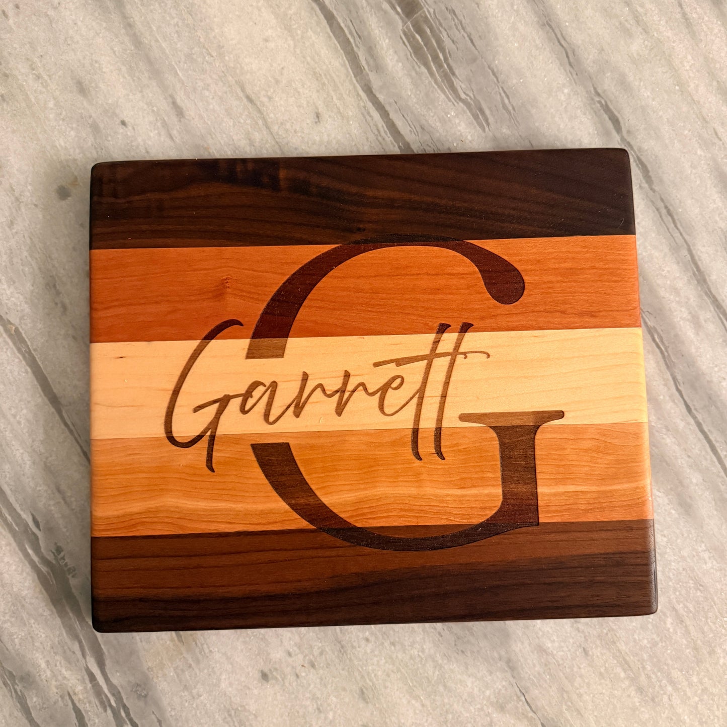 Rectangular Striped Wood Cutting Board