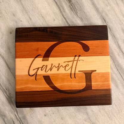 Rectangular Striped Wood Cutting Board