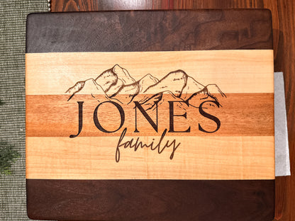 Rectangular Striped Wood Cutting Board