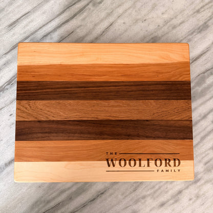 Rectangular Striped Wood Cutting Board